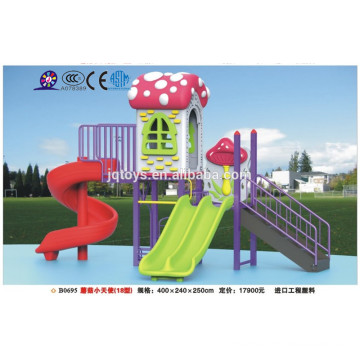 B0695 mobiliario de jardín de infancia Hotsale niños al aire libre seta de plástico Parque de juegos Conjunto de niños parque de plástico de toboganes parque